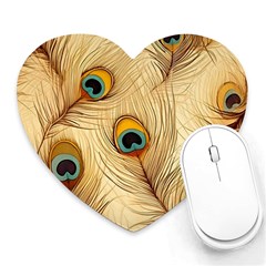 Vintage Peacock Feather Peacock Feather Pattern Background Nature Bird Nature Heart Mousepad by Maspions