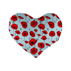 Poppies Flowers Red Seamless Pattern Standard 16  Premium Flano Heart Shape Cushions by Maspions
