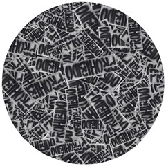 Rebel Life: Typography Black And White Pattern Wooden Puzzle Round by dflcprintsclothing