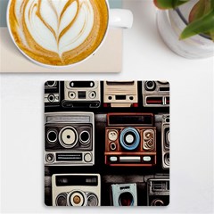 Retro Cameras Old Vintage Antique Technology Wallpaper Retrospective Uv Print Square Tile Coaster  by Grandong