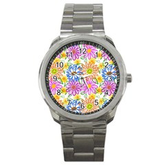 Bloom Flora Pattern Printing Sport Metal Watch by Maspions