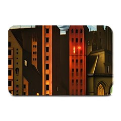 Sci-fi Futuristic Science Fiction City Neon Scene Artistic Technology Machine Fantasy Gothic Town Bu Plate Mats by Posterlux