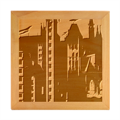Sci-fi Futuristic Science Fiction City Neon Scene Artistic Technology Machine Fantasy Gothic Town Bu Wood Photo Frame Cube by Posterlux