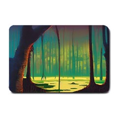 Nature Swamp Water Sunset Spooky Night Reflections Bayou Lake Small Doormat by Posterlux