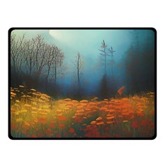 Wildflowers Field Outdoors Clouds Trees Cover Art Storm Mysterious Dream Landscape Two Sides Fleece Blanket (small) by Posterlux
