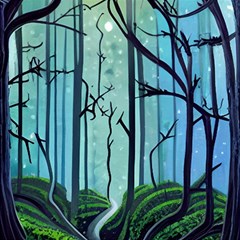 Nature Outdoors Night Trees Scene Forest Woods Light Moonlight Wilderness Stars Play Mat (square) by Posterlux