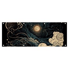 Starry Sky Moon Space Cosmic Galaxy Nature Art Clouds Art Nouveau Abstract Banner And Sign 8  X 3  by Posterlux