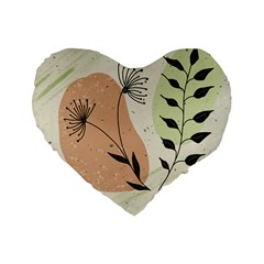 Flora Floral Flower Nature Plant Doodle Standard 16  Premium Flano Heart Shape Cushions by Maspions