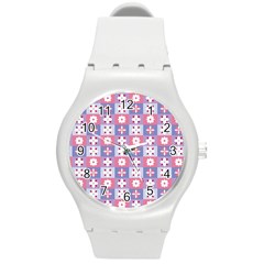 Flower Art Pattern Geometric Round Plastic Sport Watch (m) by Maspions