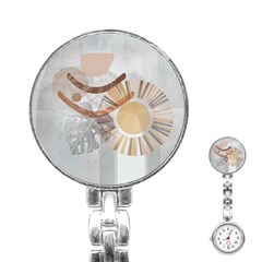 Boho Background Leaves Botanical Stainless Steel Nurses Watch by Maspions