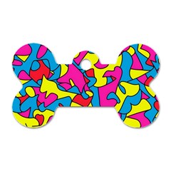 Colorful-graffiti-pattern-blue-background Dog Tag Bone (two Sides) by designsbymallika