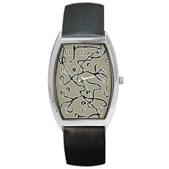 Sketchy Abstract Artistic Print Design Barrel Style Metal Watch by dflcprintsclothing