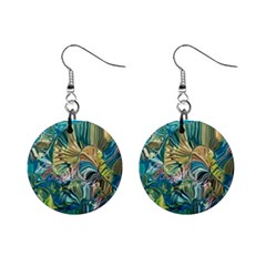 Abstract Petals Mini Button Earrings by kaleidomarblingart