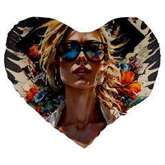 Colorful Model Large 19  Premium Heart Shape Cushions by Sparkle
