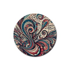 Paisley Print Musical Notes6 Rubber Coaster (round) by RiverRootz