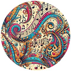 Paisley Print Musical Notes Wooden Puzzle Round by RiverRootz