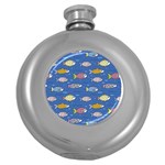 Sea Fish Blue Submarine Animals Patteen Round Hip Flask (5 oz) Front