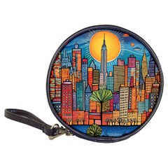 City New York Nyc Skyscraper Skyline Downtown Night Business Urban Travel Landmark Building Architec Classic 20-cd Wallets by Posterlux
