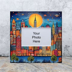 City New York Nyc Skyscraper Skyline Downtown Night Business Urban Travel Landmark Building Architec White Box Photo Frame 4  X 6  by Posterlux