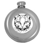 Cat - Artistic Paper Cut Round Hip Flask (5 oz) Front