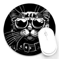 Schwarz Katze Punk Round Mousepad by 2607694c