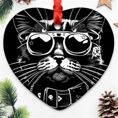 Schwarz Katze Punk Ornament (heart) by 2607694c