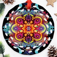 Lila Floral Blume Round Filigree Ornament (two Sides) by 2607694c