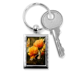 Yellow Butterfly Flower Key Chain (rectangle) by Azkajaya