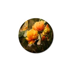 Yellow Butterfly Flower Golf Ball Marker by Azkajaya