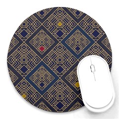Pattern Seamless Antique Luxury Round Mousepad by Loisa77