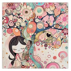 Whimsical Colorful Young Girl Square Satin Scarf (36  X 36 ) by Loisa77