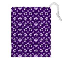 White Pentacle And Purple Pattern Drawstring Pouch (5xl) by cheekywitch