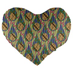 Tribal Background Boho Batik Large 19  Premium Flano Heart Shape Cushions by anzea