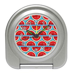 Illustrations Watermelon Texture Pattern Travel Alarm Clock by anzea