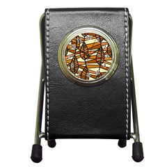 Autumn Leaf Mosaic Seamless Pen Holder Desk Clock by Hannah976