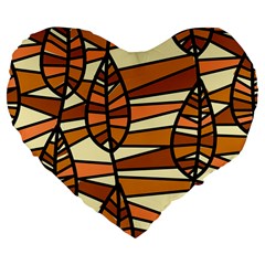 Autumn Leaf Mosaic Seamless Large 19  Premium Flano Heart Shape Cushions by Hannah976