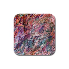 Abstract Summer Flow Rubber Square Coaster (4 Pack) by kaleidomarblingart