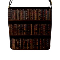 Old Bookshelf Orderly Antique Books Flap Closure Messenger Bag (l) by Ravend