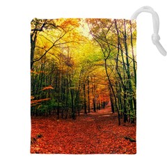 Forest Woods Autumn Nature Drawstring Pouch (4xl) by Proyonanggan