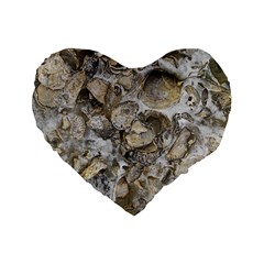 Fossilized Seashell Texture Print Design Bk Standard 16  Premium Heart Shape Cushions by dflcprintsclothing