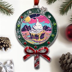 Dessert Chocolate Cream Metal X mas Lollipop With Crystal Ornament by Loisa77