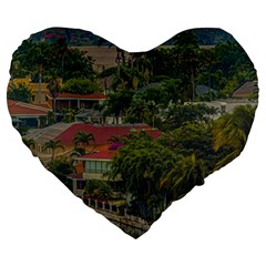 Samborondon District Aerial View Shot, Guayas, Ecuador Large 19  Premium Flano Heart Shape Cushions by dflcprintsclothing