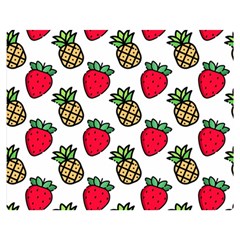 Strawberries Pineapples Fruits Two Sides Premium Plush Fleece Blanket (teen Size) by Loisa77