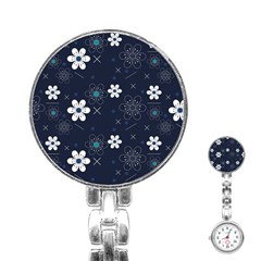 Blue Background Abstract Seamless Stainless Steel Nurses Watch by Loisa77