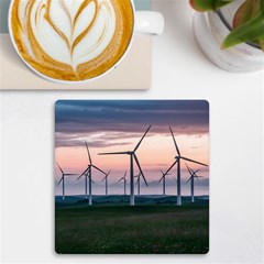 Wind Giants At Twilight Uv Print Square Tile Coaster  by Tellerarts