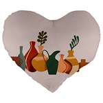 Drawing Botanical Large 19  Premium Flano Heart Shape Cushions Front
