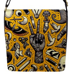 Yellow Template Design Flap Closure Messenger Bag (s) by Perong