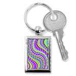 Neon Trippy Swirls Twirls Design Key Chain (Rectangle) Front