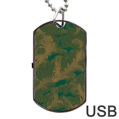 Seamless Pattern Pattern Leaves Dog Tag Usb Flash (two Sides) by Paksenen