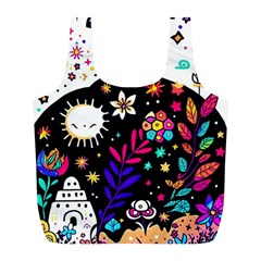 Rainbow Fun Cute Minimal Doodle Full Print Recycle Bag (l) by Bedest